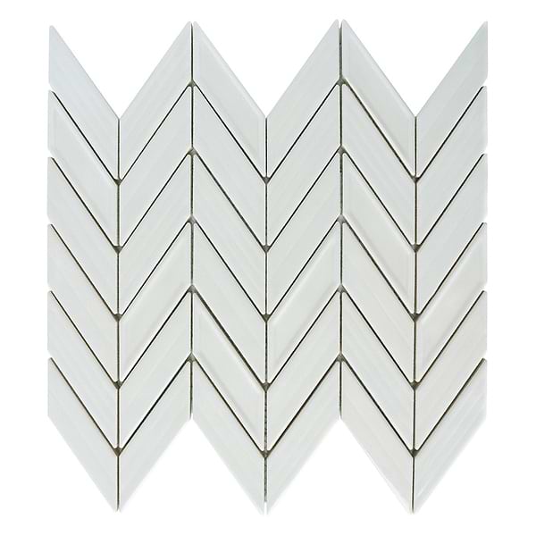 Brookline Chevron Mushroom Gray 1x5 Glossy Ceramic Mosaic Tile