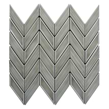 Brookline Chevron Warm Gray 1x5 Glossy Ceramic Mosaic Tile