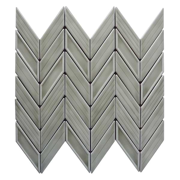 Brookline Chevron Warm Gray 1x5 Glossy Ceramic Mosaic Tile