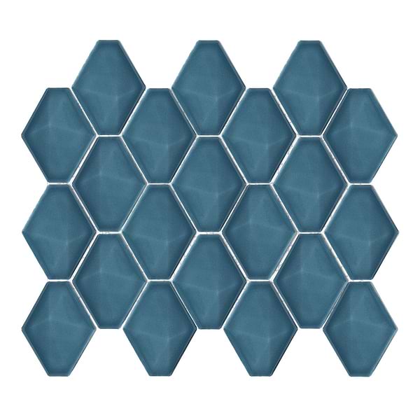 Brookline Diamond Coastal Blue 3x4 Glossy Ceramic Mosaic Tile