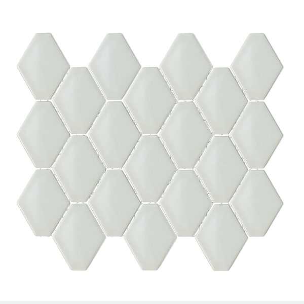 Brookline Diamond Mushroom Gray 3x4 Glossy Ceramic Mosaic Tile