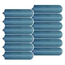 Brookline Feather Coastal Blue 2x7 Fish Scale Glossy Ceramic Mosaic Tile