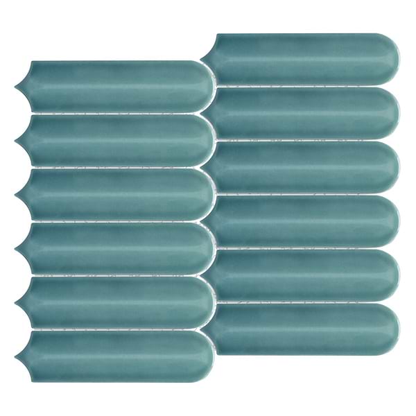 Brookline Feather Marine Blue 2x7 Fish Scale Glossy Ceramic Mosaic Tile