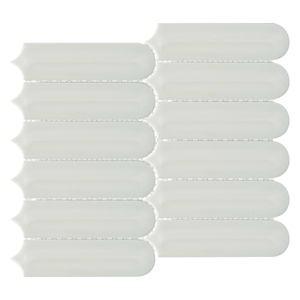 Brookline Feather Mushroom Gray 2x7 Fish Scale Glossy Ceramic Mosaic Tile