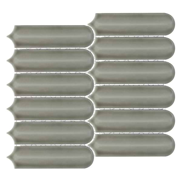 Brookline Feather Warm Gray 2x7 Fish Scale Glossy Ceramic Mosaic Tile
