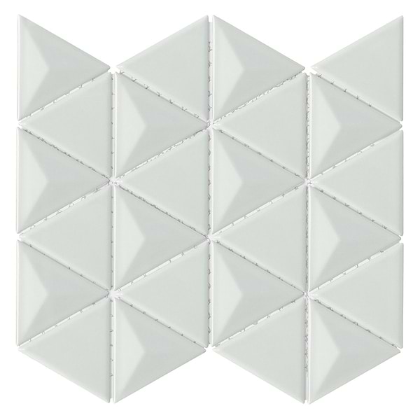 Brookline Triangle Mushroom Gray 4" Glossy Ceramic Mosaic Tile