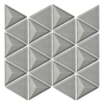 Brookline Triangle Warm Gray 4" Glossy Ceramic Mosaic Tile