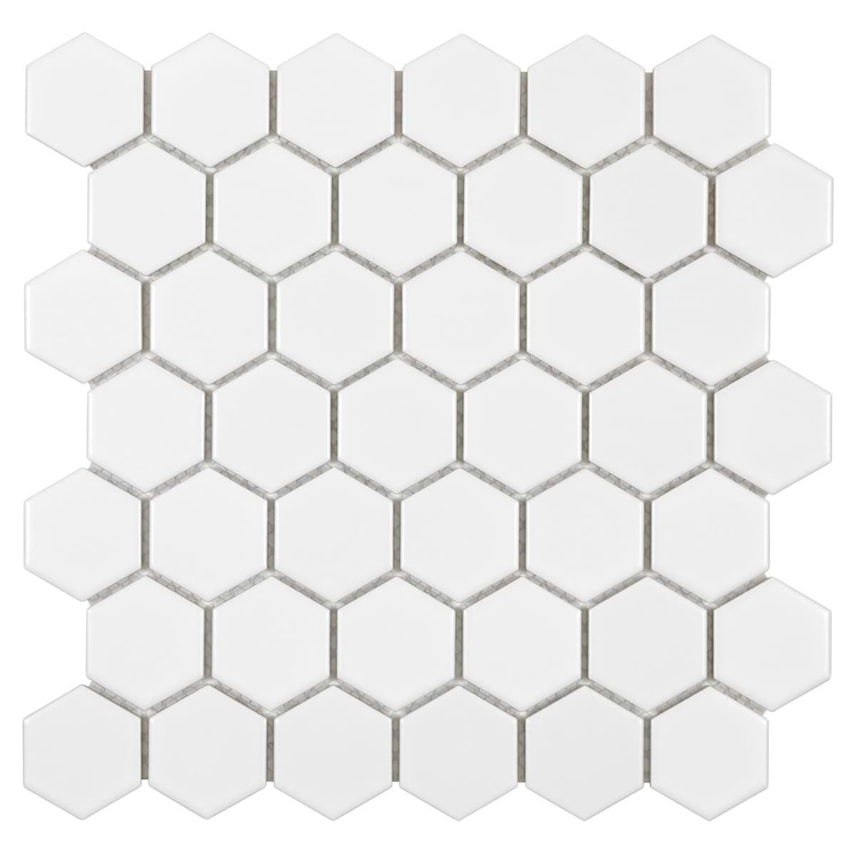 Serenity White 2" Hexagon Matte Porcelain Mosaic Tile