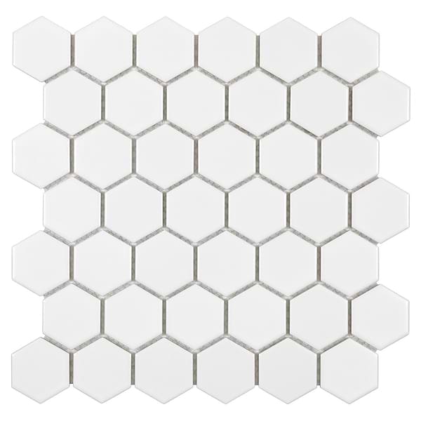 Serenity White 2" Hexagon Matte Porcelain Mosaic Tile