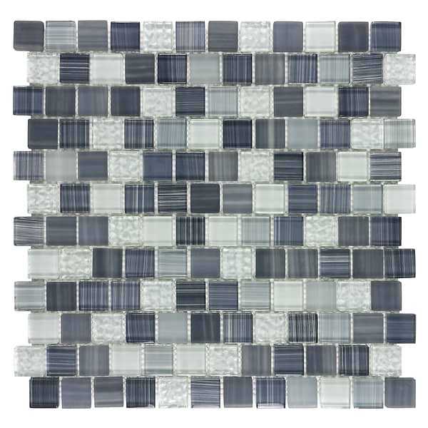 Watercolors Twilight Gray 1x1 Glass Mosaic