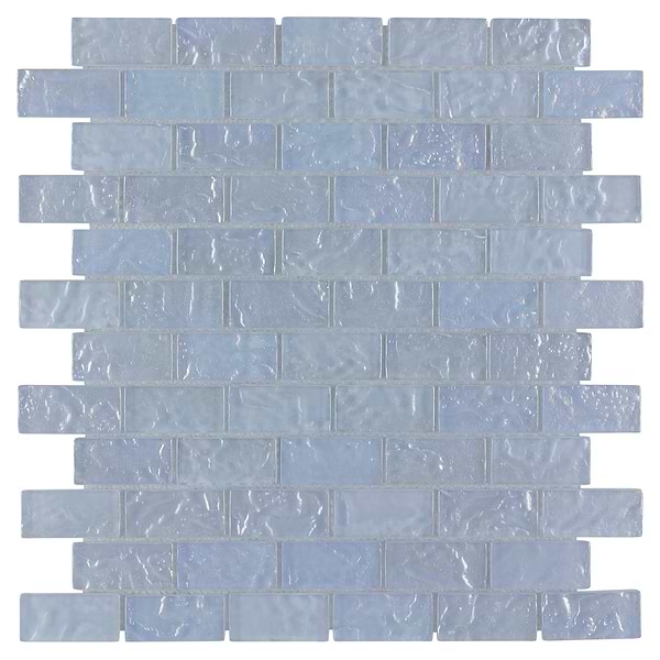 Watercolors Iridescent Light Blue 1X2 Brick Glass Mosaic