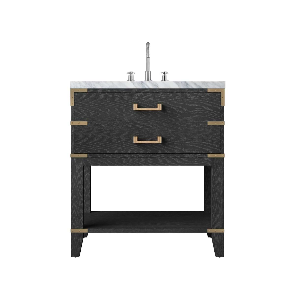 Calico Black Oak 30" Single Vanity with Carrara Marble Top