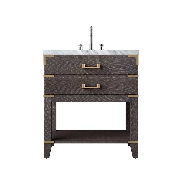Calico Brown Oak 30" Single Vanity with Carrara Marble Top