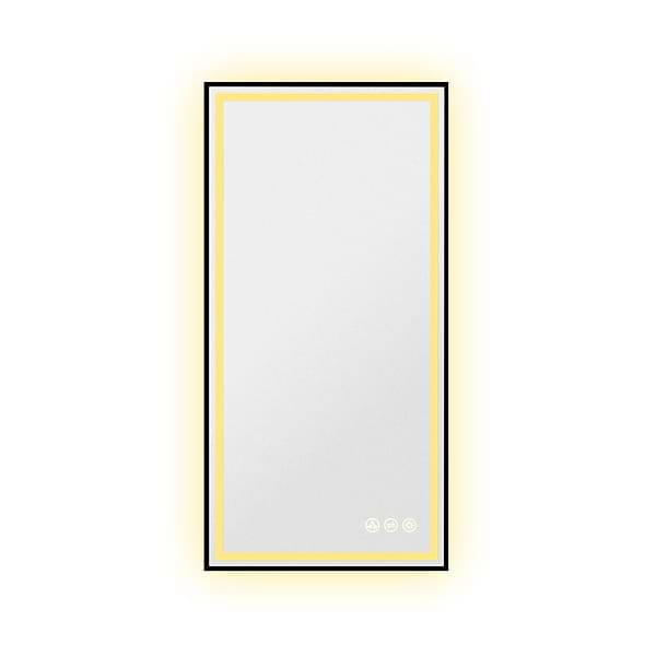 Mage Matte Black 18x36" Framed Rectangle LED Mirror