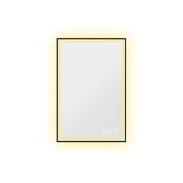 Mage Matte Black 24x36" Framed Rectangle LED Mirror