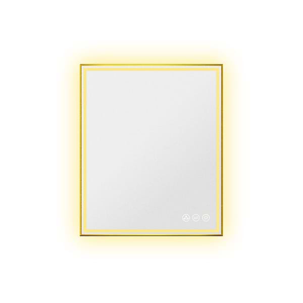 Mage Brushed Gold 30x36" Framed Rectangle LED Mirror