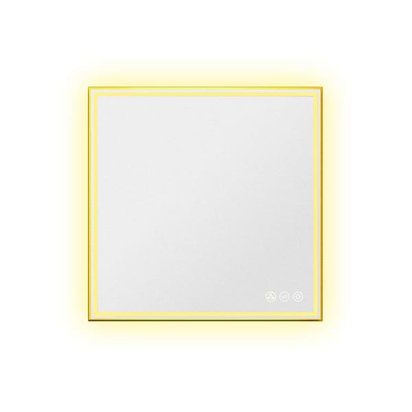 Mage Brushed Gold 36x36" Framed Square LED Mirror; in Gold Stainless Steel image 3; in Style Ideas Classic, Contemporary, Modern, Transitional