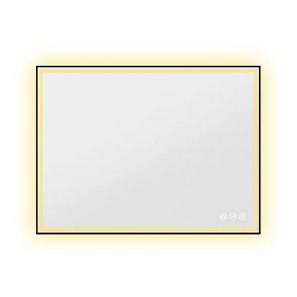 Mage Matte Black 48x30" Framed Rectangle LED Mirror