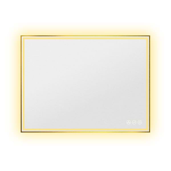 Mage Brushed Gold 48x36" Framed Rectangle LED Mirror