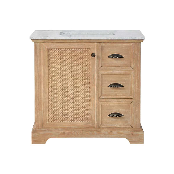 Olivier Blonde Wood 36" Single Vanity with Carrara Marble Top