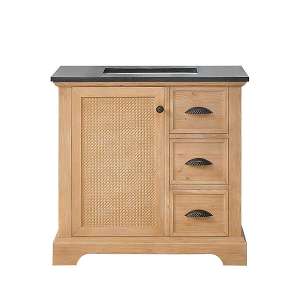 Olivier Blonde Wood 36" Single Vanity with Black Marble Top