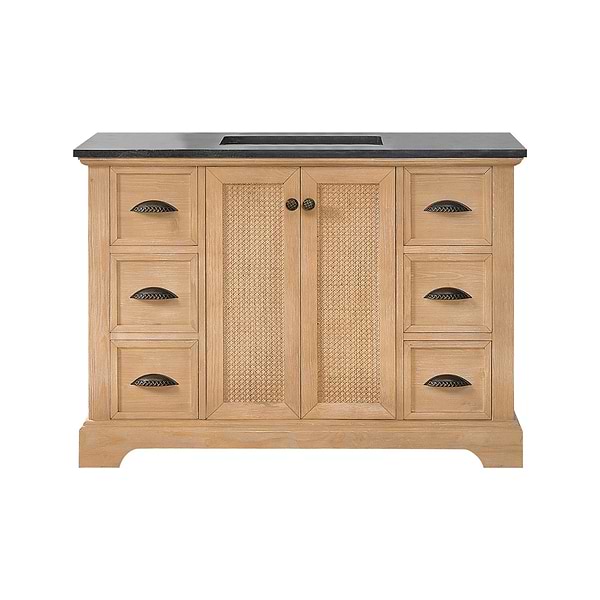 Olivier Blonde Wood 48" Single Vanity with Black Marble Top