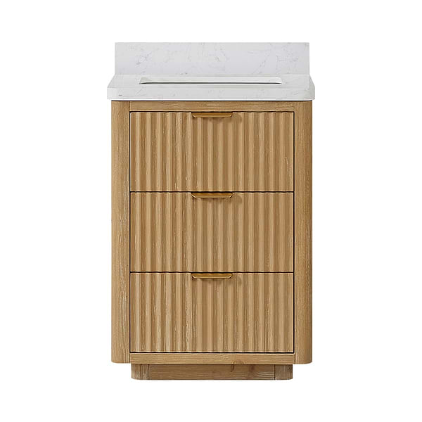 Solara Blonde Oak 24" Single Vanity with Bianco White Stone Top