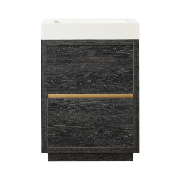 Serrano Black Oak 24" Single Freestanding Vanity with White Integrated Top