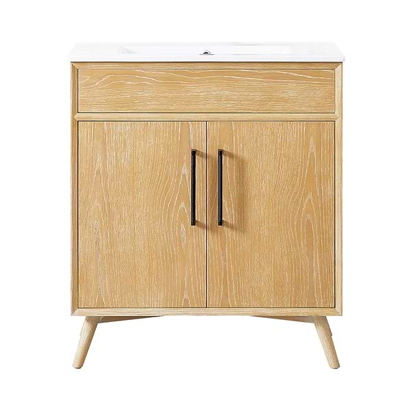 Adelle Blonde Oak 30" Single Vanity with White Ceramic Top