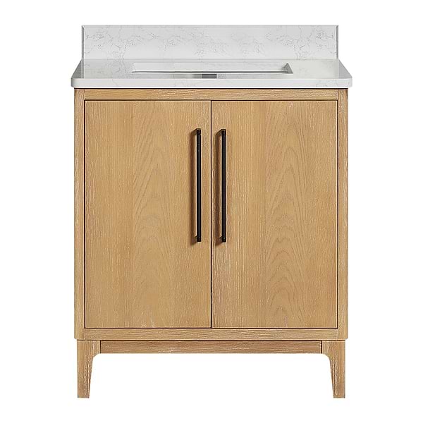 Kaitlin Blonde Oak 30" Single Vanity with White Composite Stone Top