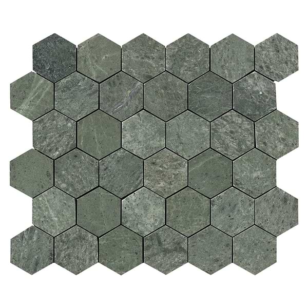 Tia Verde Green 2" Hexagon Honed Marble Mosaic Tile
