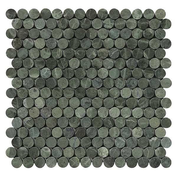 Tia Verde Green 1" Penny Round Honed Marble Mosaic Tile