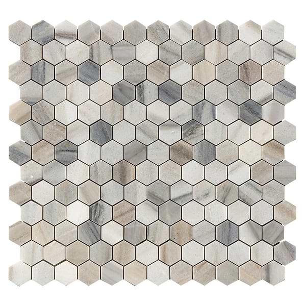 Skyline Gray 1" Hexagon Honed Marble Mosaic Tile