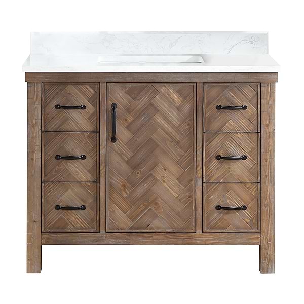 Adeena Brown Oak 42" Single Vanity with Atlantic Stone Top
