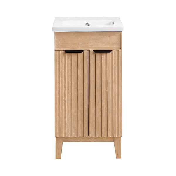 Gess Blonde Oak 18" Single Vanity with White Ceramic Basin Top
