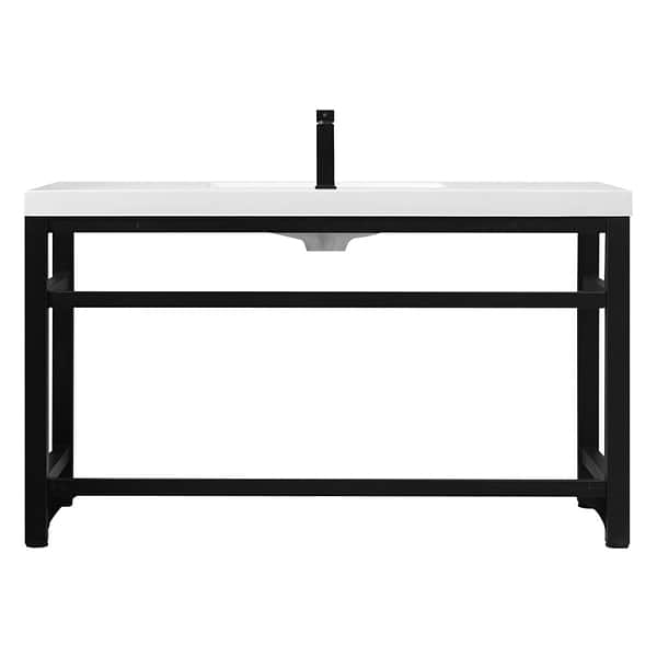 Mateo Black 54" Single Vanity with White Acrylic Top