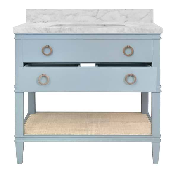 Sade Sky Blue 36" Single Vanity with Carrara Marble Top