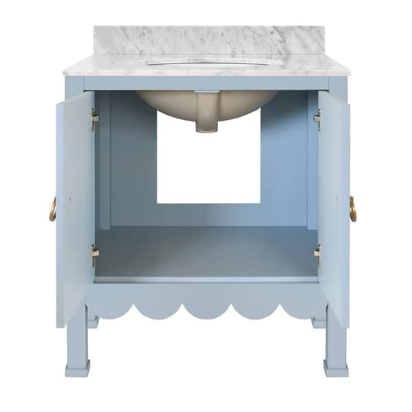 Kasey Sky Blue 30" Single Vanity with Carrara Marble Top