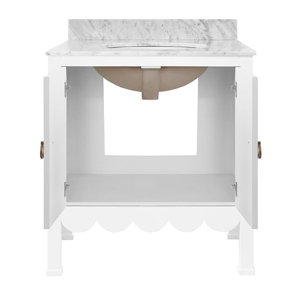 Kasey White 30" Single Vanity with Carrara Marble Top