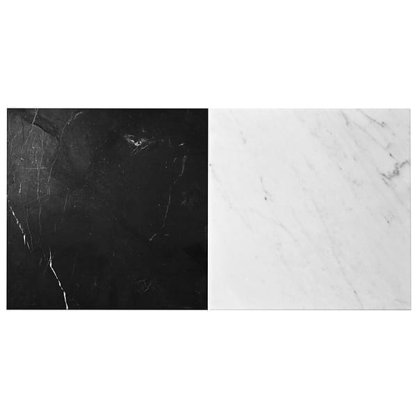 Alterno Black Silk and Bianco Carrara White 12x12 Honed Marble Checkerboard Tile