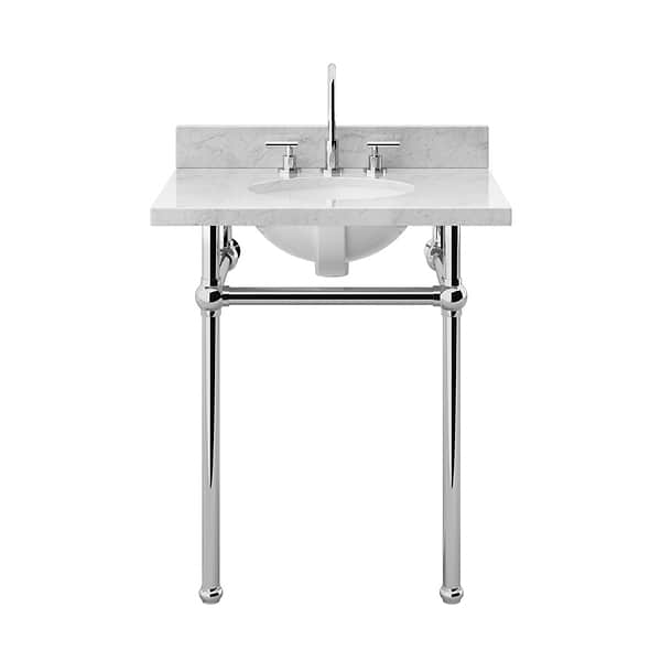 Pierce Polished Chrome 30" Single Console with Oval Sink and Carrara Marble Top