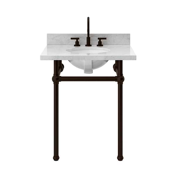Pierce Oil Rubbed Bronze 30" Single Console with Oval Sink and Carrara Marble Top