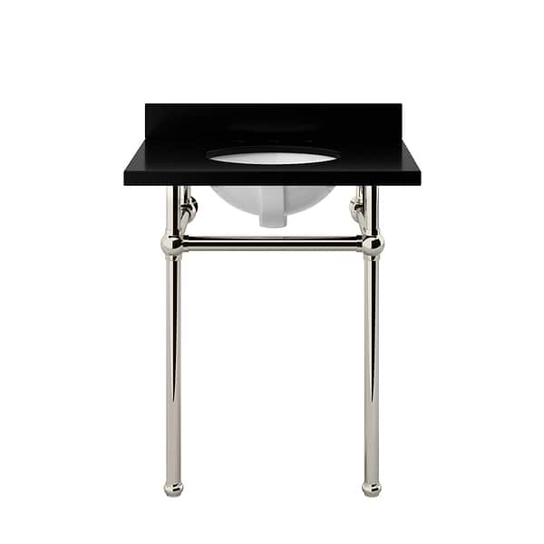 Pierce Polished Nickel 30" Single Console with Oval Sink and Black Granite Top