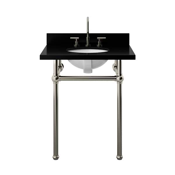 Pierce Brushed Nickel 30" Single Console with Oval Sink and Black Granite Top