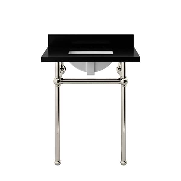 Pierce Polished Nickel  30" Single Console with Rectangle Sink and Black Granite Top