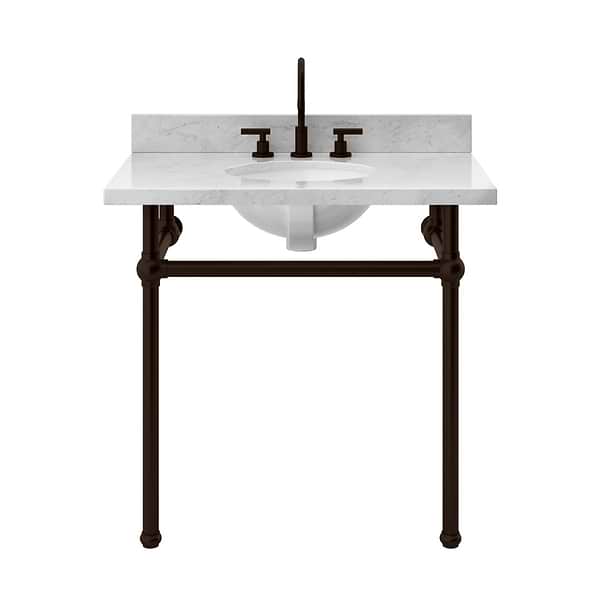 Pierce Oil Rubbed Bronze 36" Single Console with Oval Sink and Carrara Marble Top