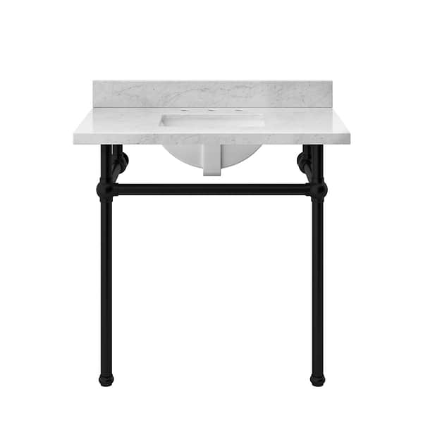 Pierce Matte Black 36" Single Console with Rectangle Sink and Carrara Marble Top