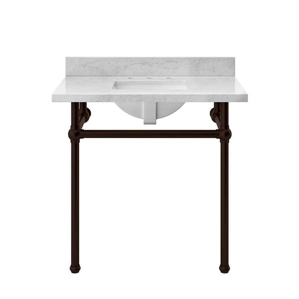 Pierce Oil Rubbed Bronze 36" Single Console with Rectangle Sink and Carrara Marble Top