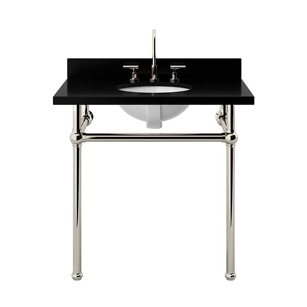 Pierce Polished Nickel 36" Single Console with Oval Sink and Black Granite Top