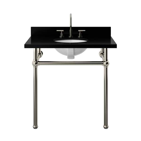 Pierce Brushed Nickel 36" Single Console with Oval Sink and Black Granite Top